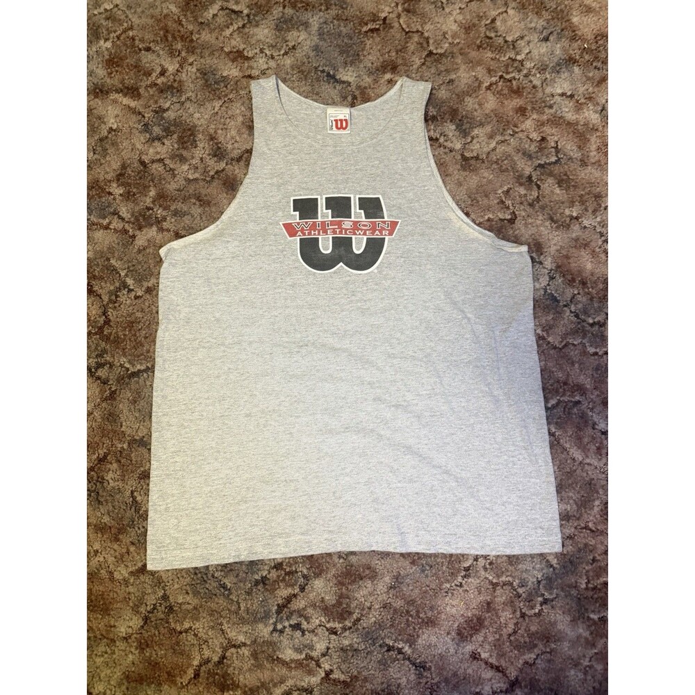 Vintage 90s Made In USA Wilson grey tank top Size XL